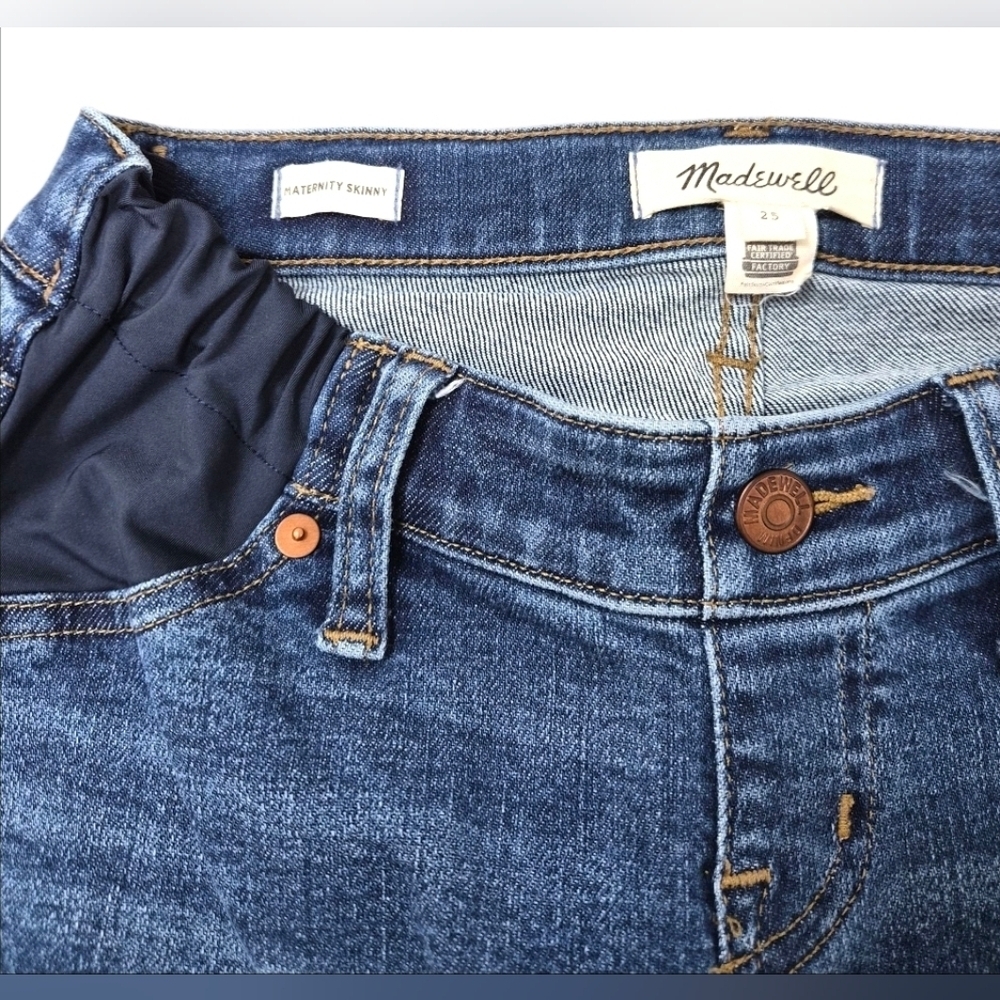 Madewell Maternity Side-Panel Skinny Wendover Wash Stretch Jeans Size 25 w/ 27" - Picture 4 of 10